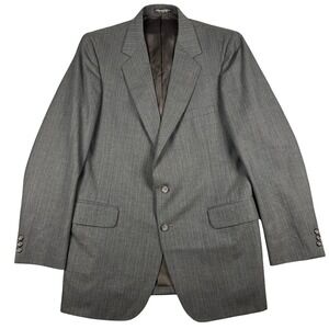 Mens Vintage American Craftsmen 100% Wool Pinstripe Suit Jacket Blazer Gray 42R